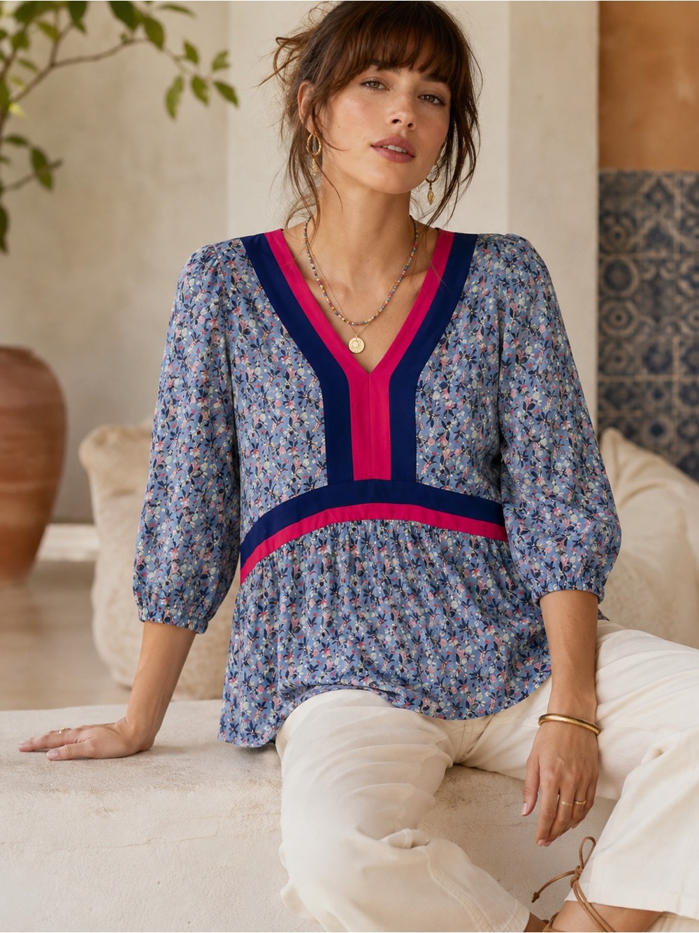 VOY Floral Peplum Blouse NWT – Size Small